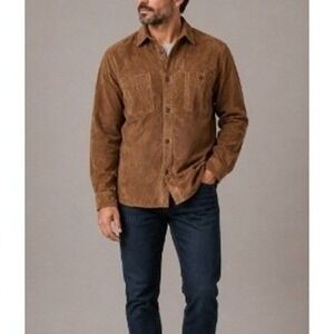 Baracuta Men's Tobacco Front Button Long Sleeves Suede‎ Leather Overshirt Size L